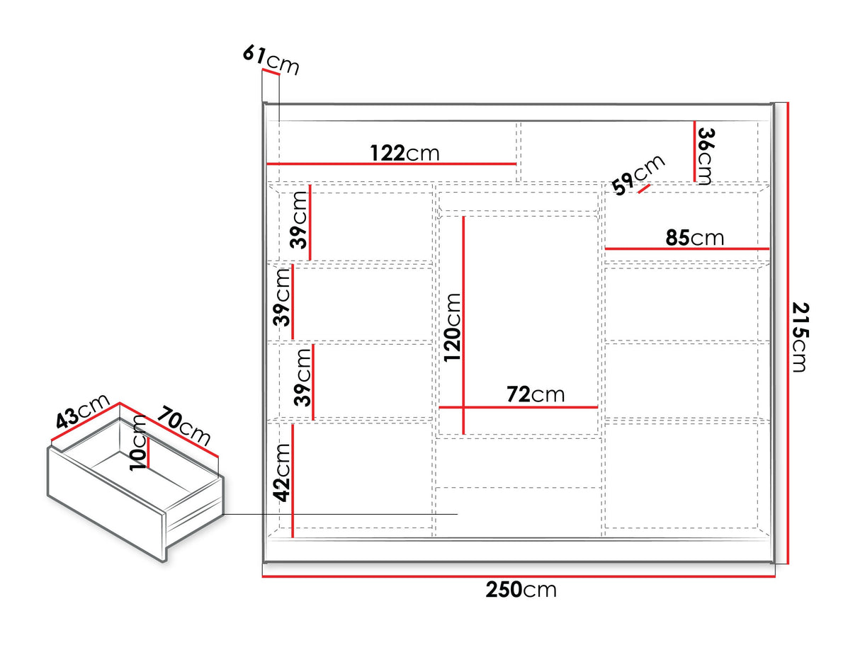 Gardróbszekrény BATUMI 250 / owe + Czarne