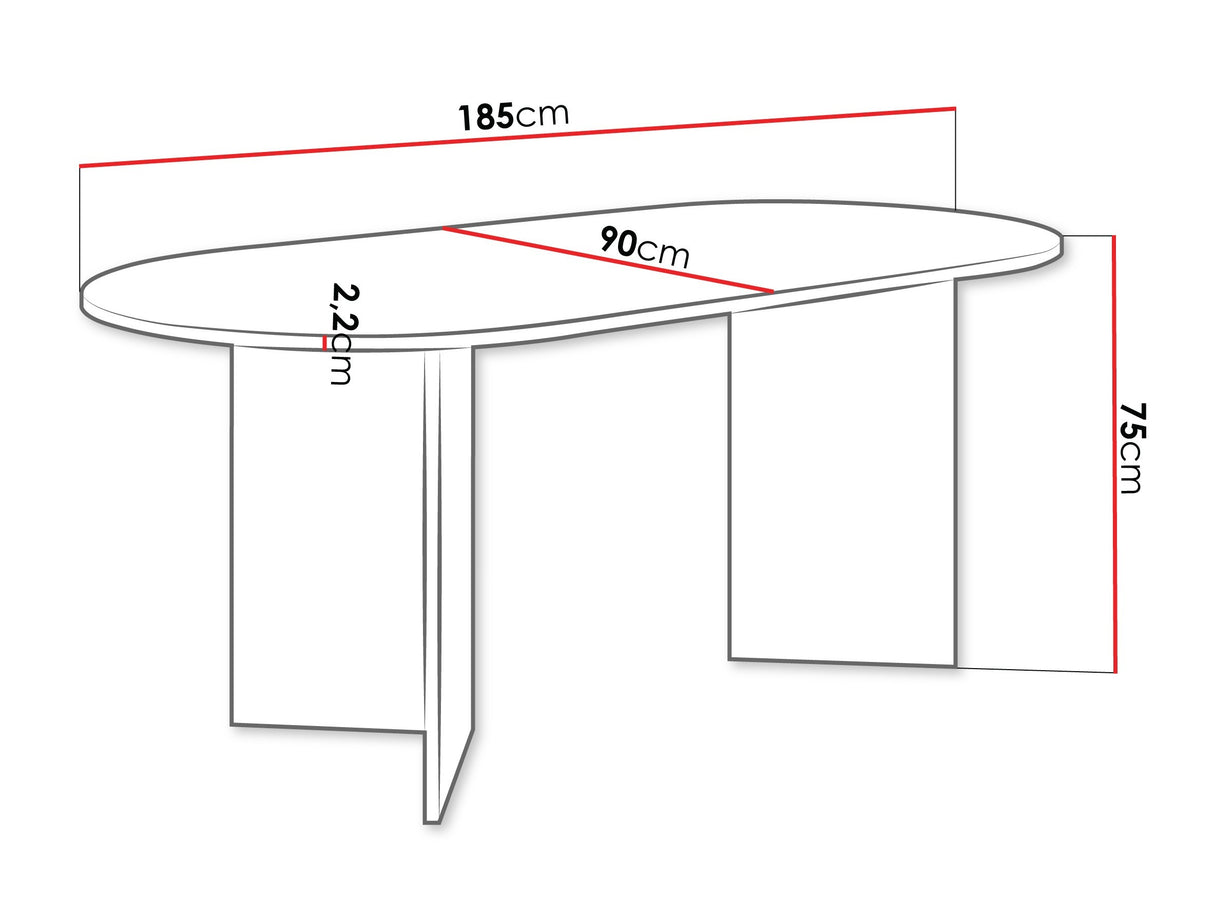 Asztal GELIZO 22 mm, Szín: Tölgy