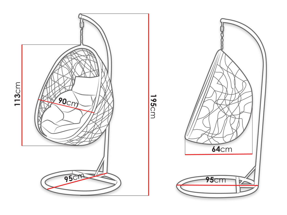Függőszék wiszący FOGO MUZ-1175, Szín: Fekete + Krém 4534915