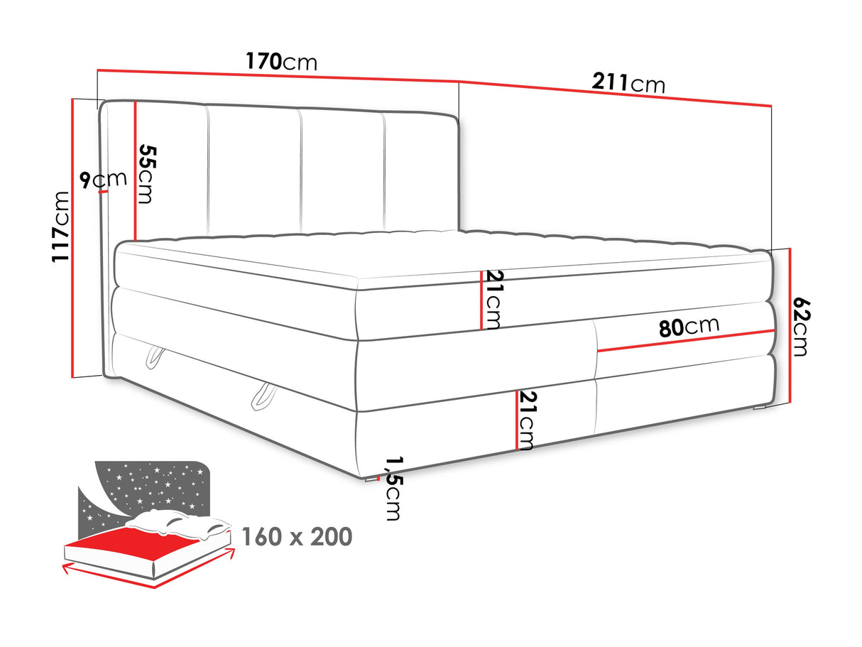 Kontinentális ágy Łoże POINT, Szín: Onega 03, Alvó felület mérete: 160 x 200 cm 4547810