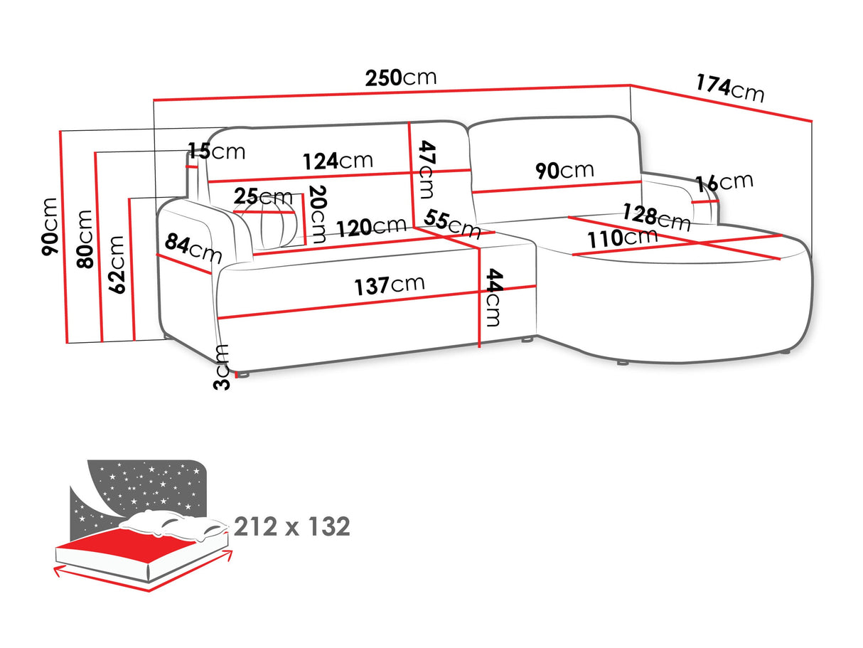 Sarokkanapé LORIDU, Szín: Fredo 15, Változatok: Jobb