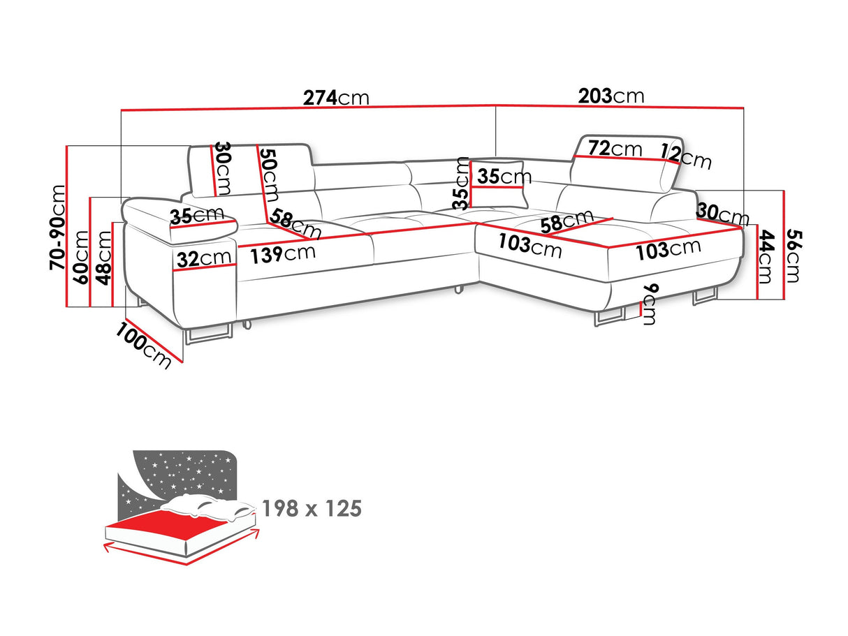 Sarokkanapé TOREZIO, Szín: Manila 18, Változatok: Bal 4566822