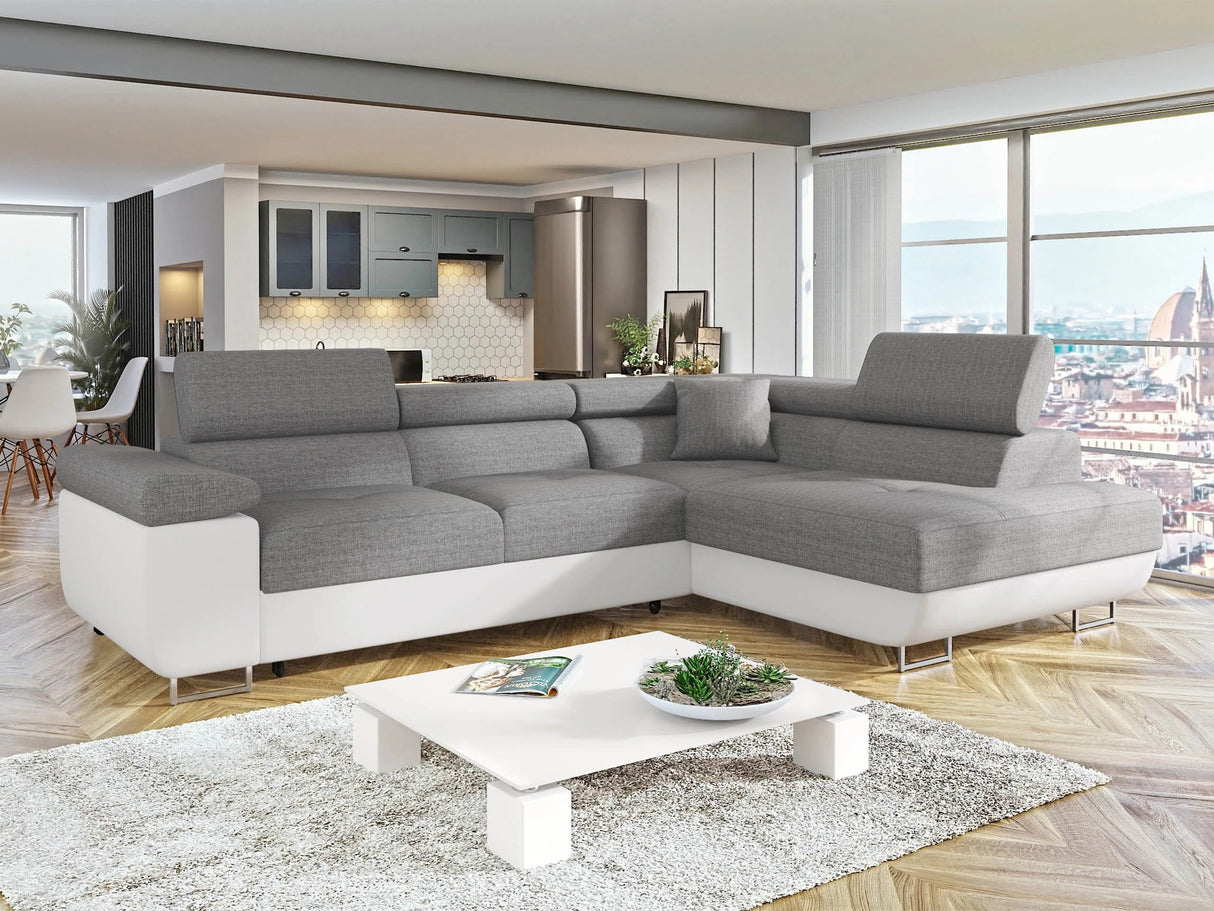 Sarokkanapé TOREZIO, Szín: Soft 017 + Lux 05, Változatok: Jobb 4567149