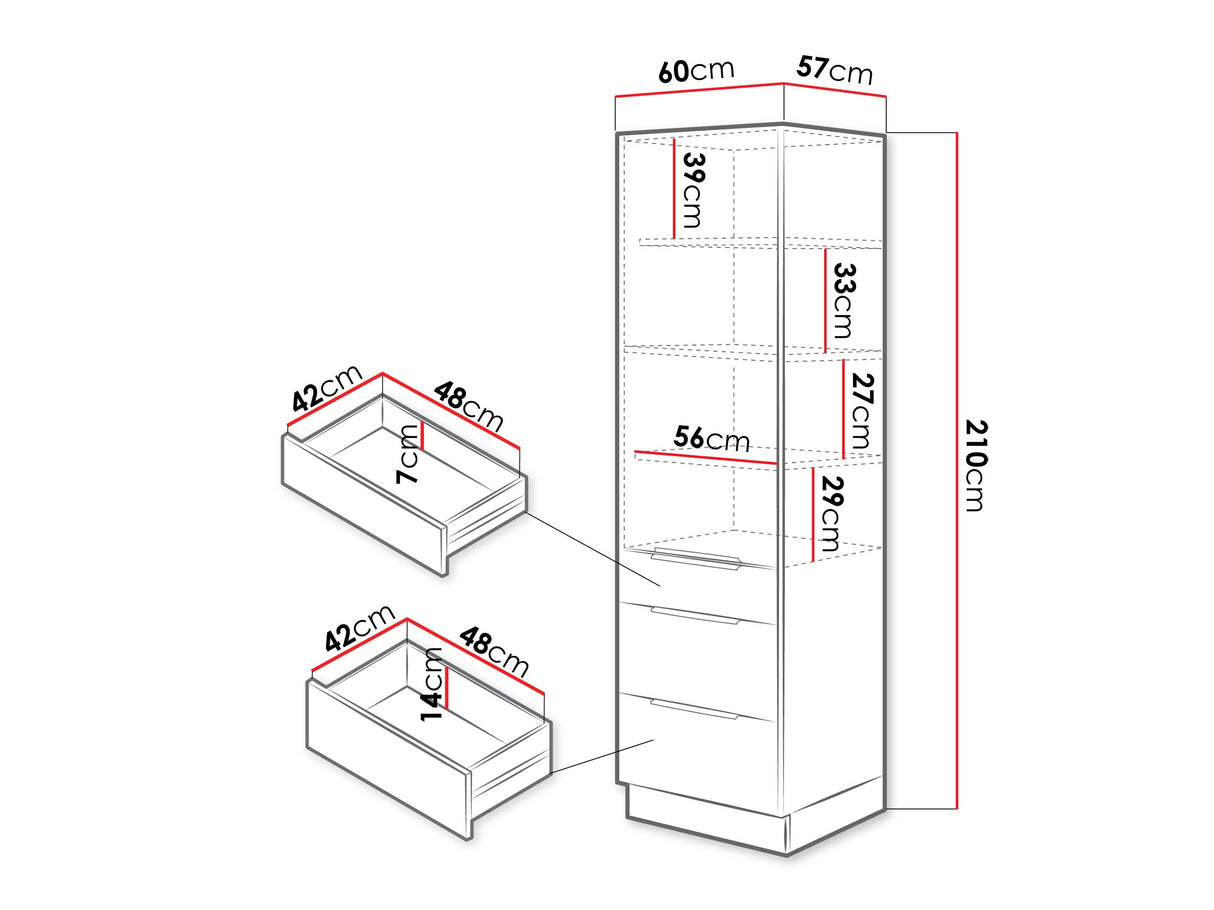 Moduláris szekrény fiókkal és ajtókkal dolna 60 DKS-210 3S 1F PREM BOX SOLEA