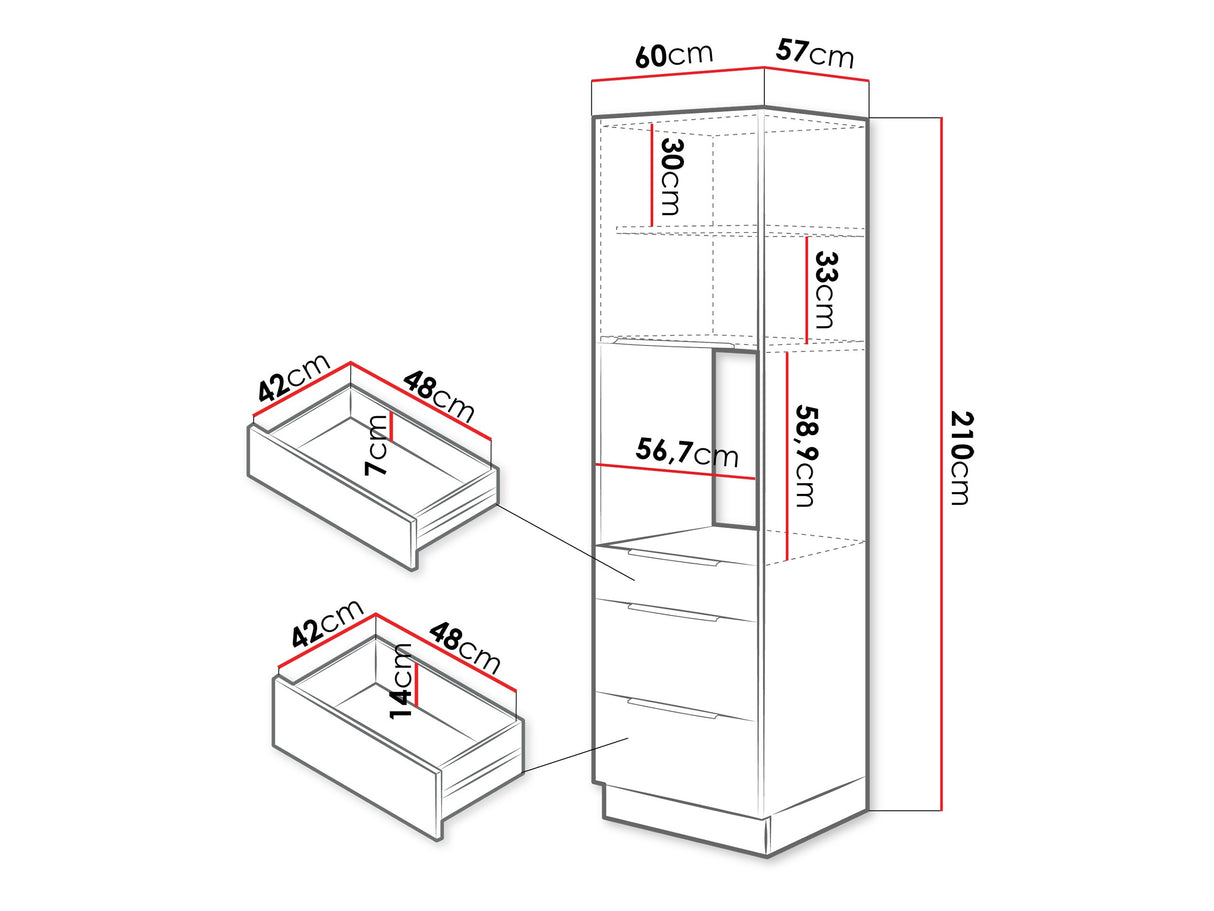 Moduláris szekrény beépített készülékekhez 60 DPS-210 3S 1F PREM BOX SOLEA