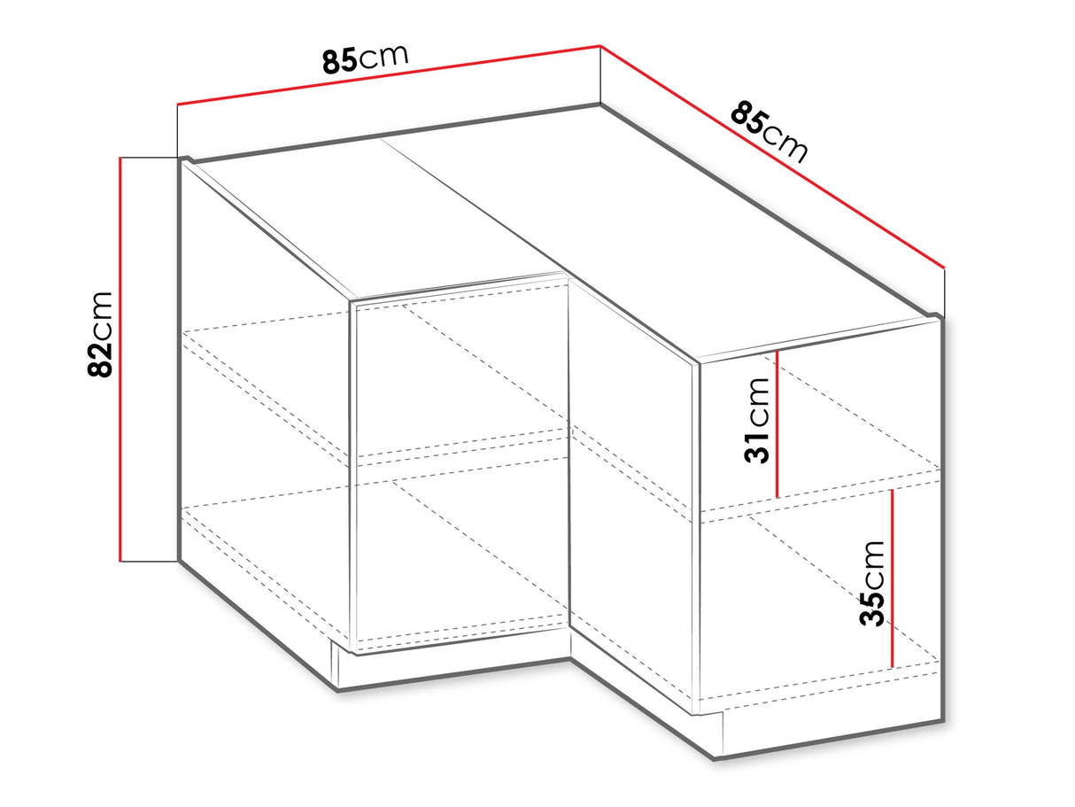 Moduláris sarokszekrény dolna 90X90 DN 2F BB SOLEA