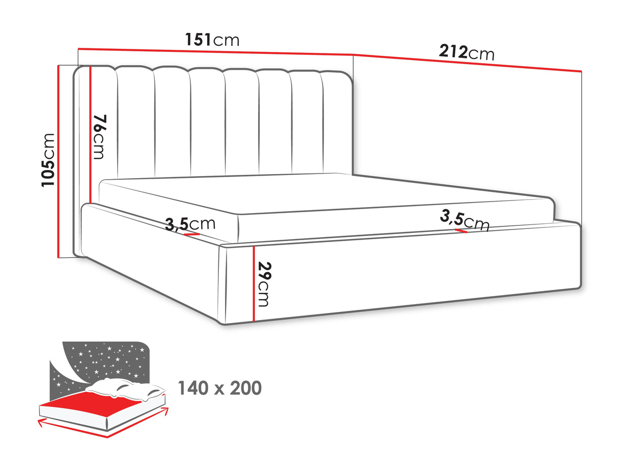 Ágy NOX, Szín: Margo 227.03, Alvó felület mérete: 140 x 200 cm