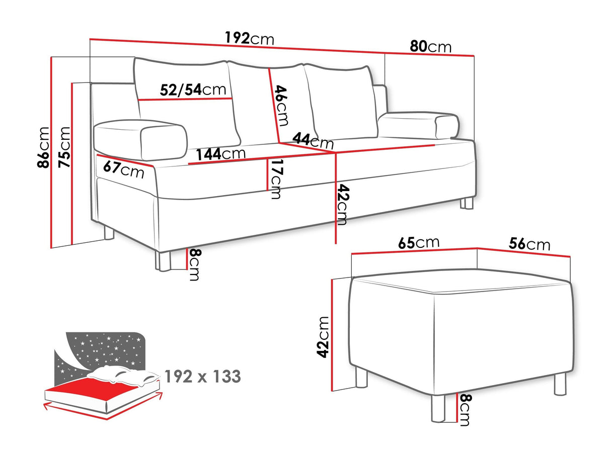 ozott bútorok Dover (Don) + Puff, Szín: Poso 05 4749200