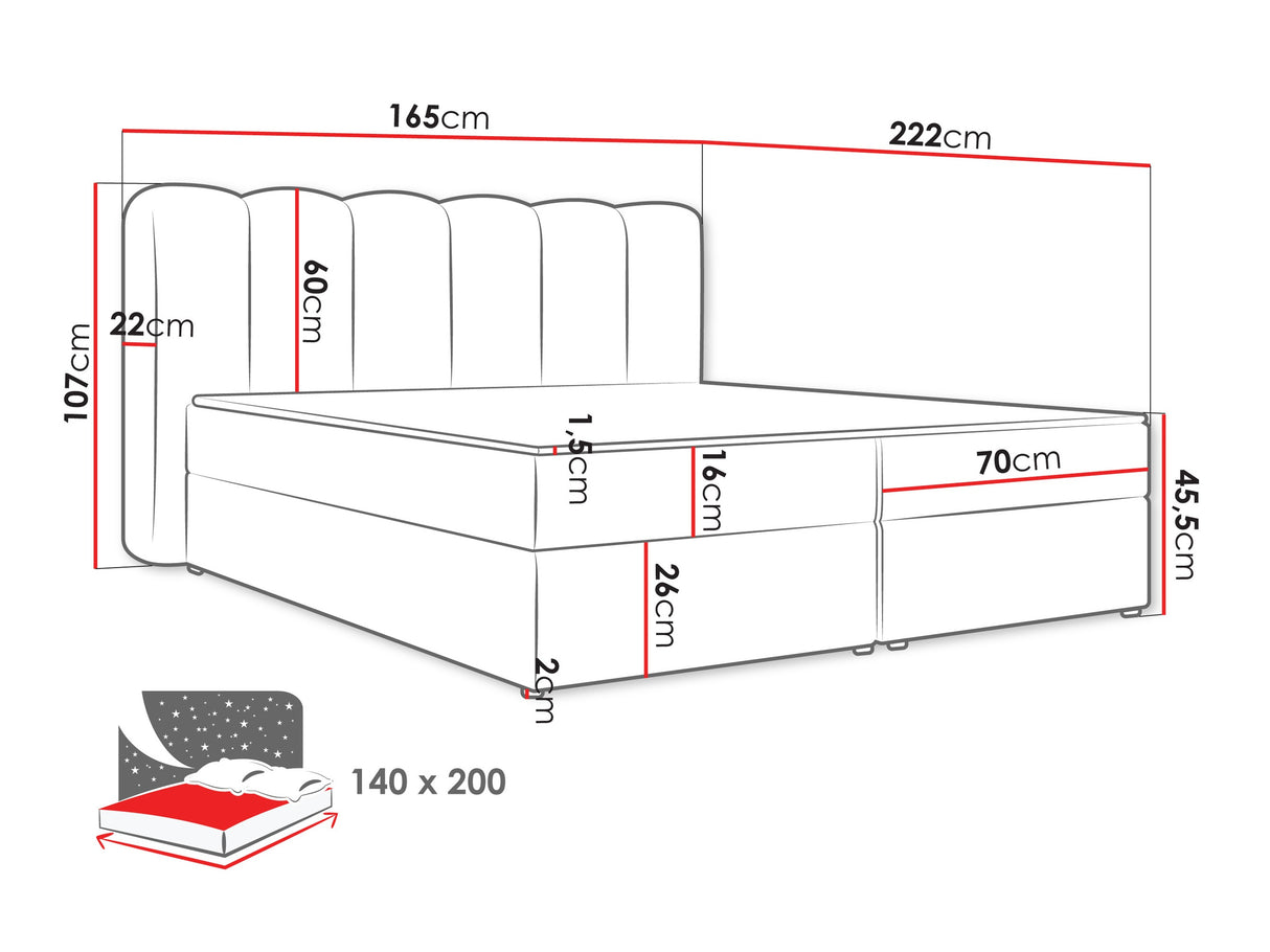 Kontinentális ágy Łoże SOFTI I topper M, Szín: Lambi 12, Alvó felület mérete: 140 x 200 cm 4846012