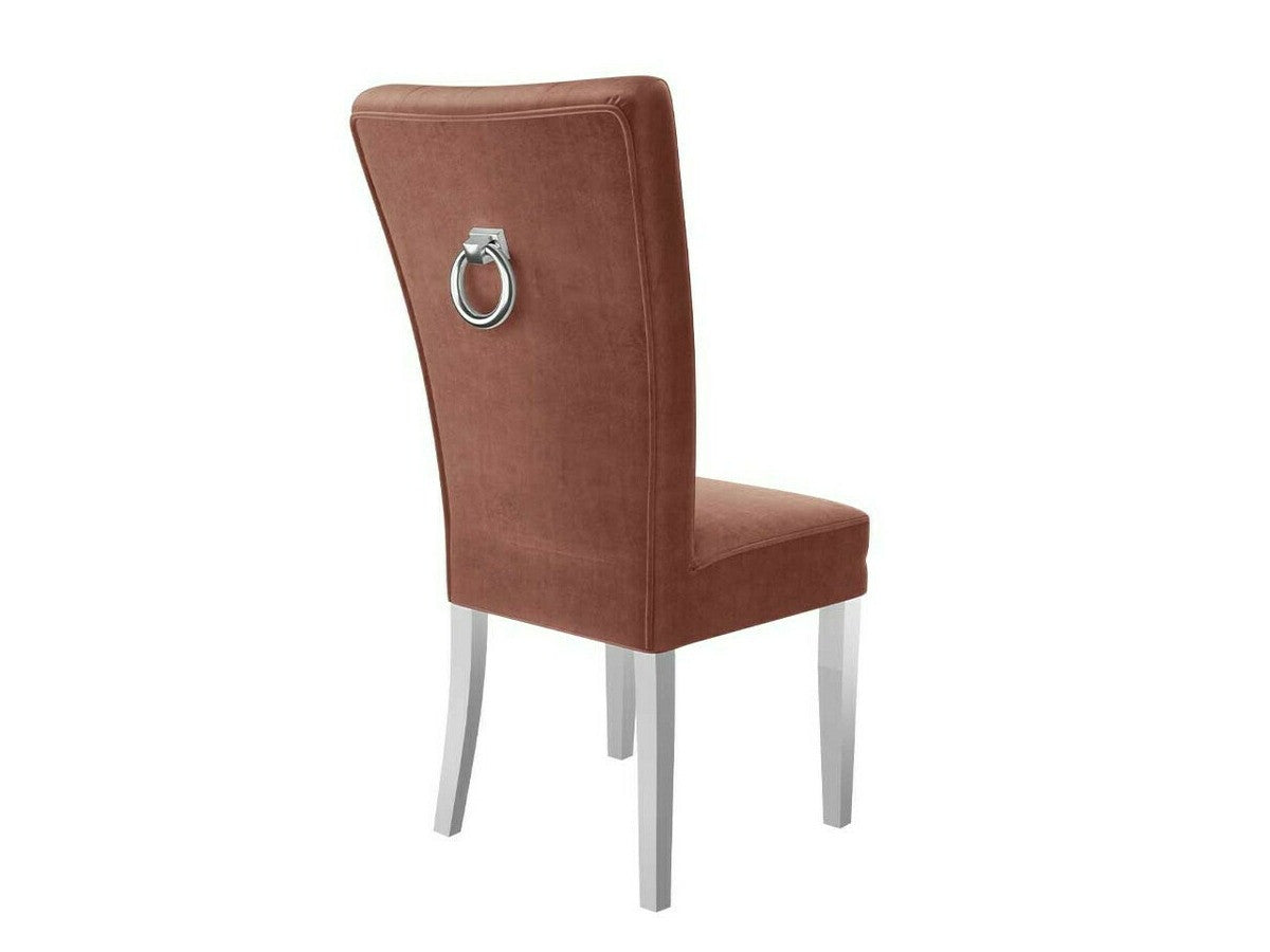 Étkezőgarnitúra 09 6xS67 SKANDI 140x80, Szék színe: Fehér + Magic Velvet 2258, Asztal színe: Barna, Színes dekorációk: Ezüst 4879497