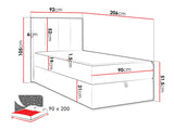 Kontinentális ágy Łoże REBOS + topper M, Szín: Polo 894, Alvó felület mérete: 90 x 200 cm 4968912