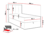 Kontinentális ágy Łoże REBOS + topper M, Szín: Lambi 04, Alvó felület mérete: 90 x 200 cm 4968943