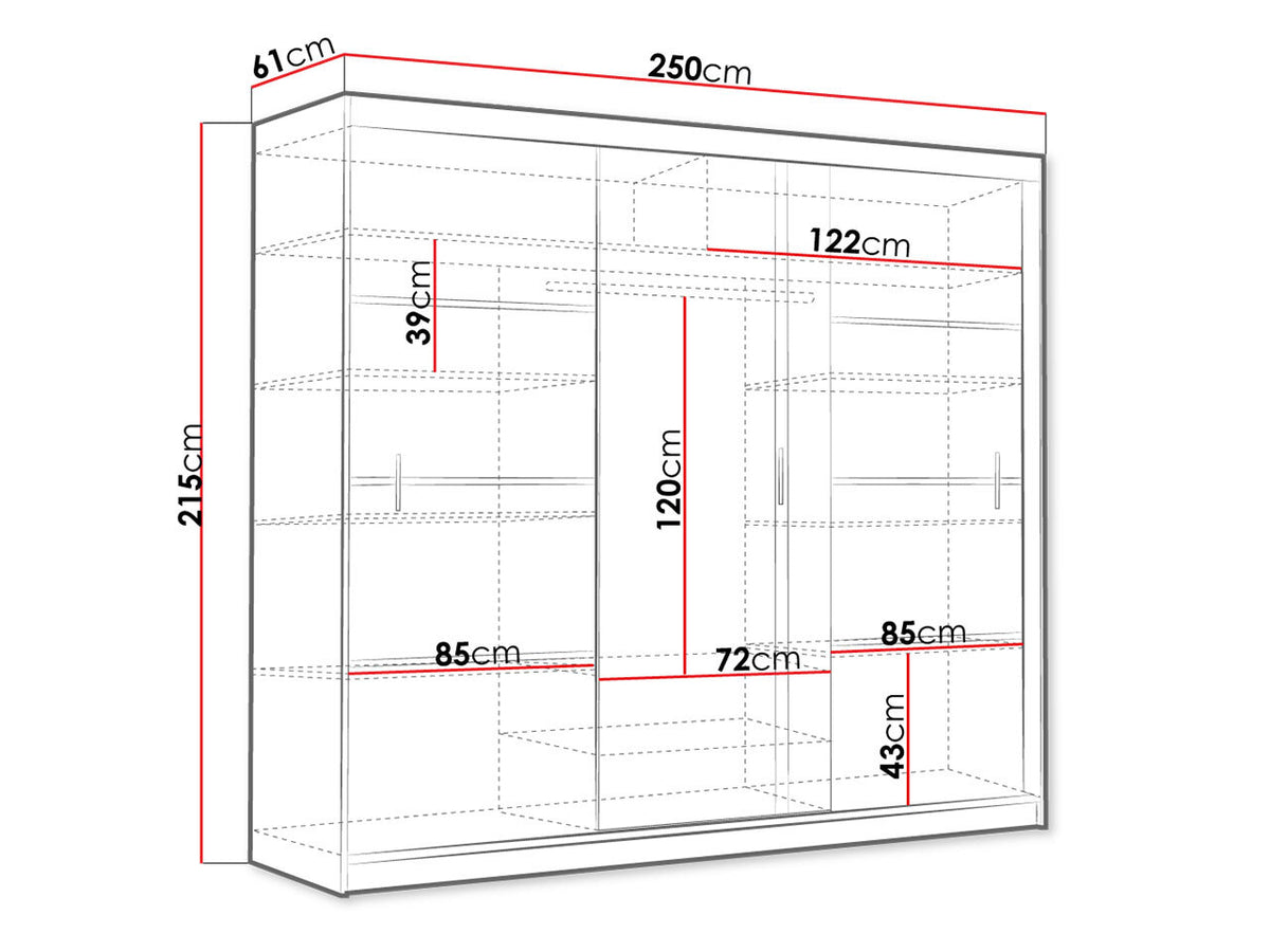 Gardróbszekrény VISTA 250, Szín: Fekete 4969990