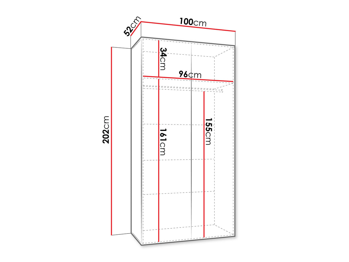 Gardróbszekrény ANDREW 1 100, Szín: Dió, Fogantyú színe: Fekete