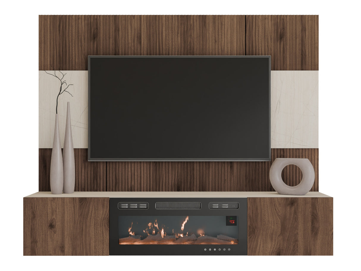 Nappali szett RTV 180x150 DEROMI EF +, Szín: Dió + Világos Travertine