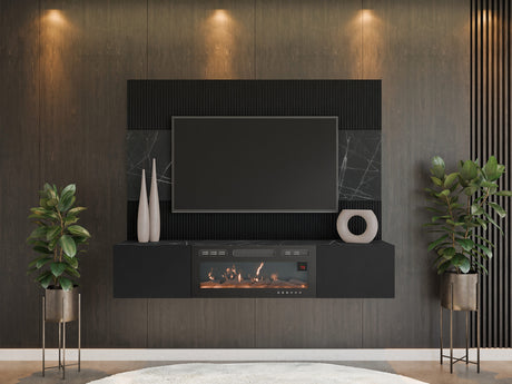 Nappali szett RTV 180x150 DEROMI EF +, Szín: Fekete + Fekete márvány