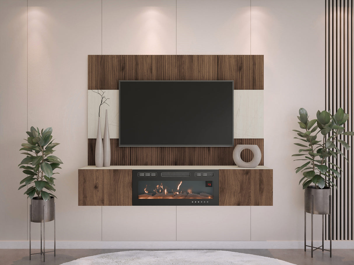 Nappali szett RTV 180x150 DEROMI EF +, Szín: Dió + Világos Travertine
