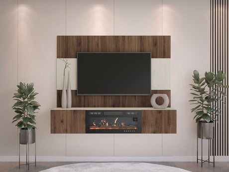 Nappali szett RTV 180x150 DEROMI EF +, Szín: Dió + Világos Travertine