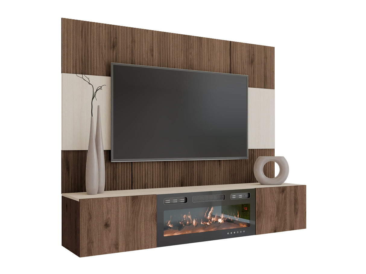 Nappali szett RTV 180x150 DEROMI EF +, Szín: Dió + Világos Travertine