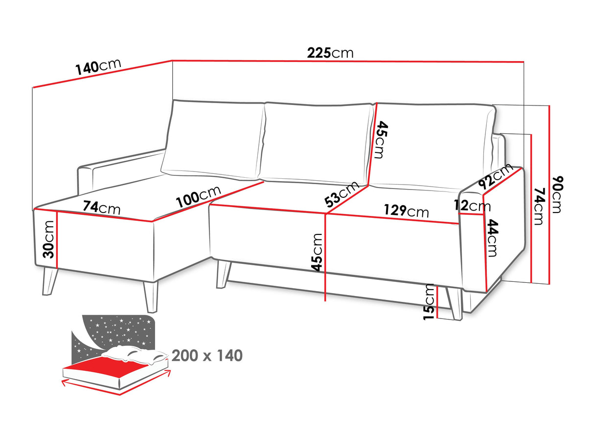Sarokkanapé OVIEDO, Szín: Verita 76 + Sötét san remo tölgy