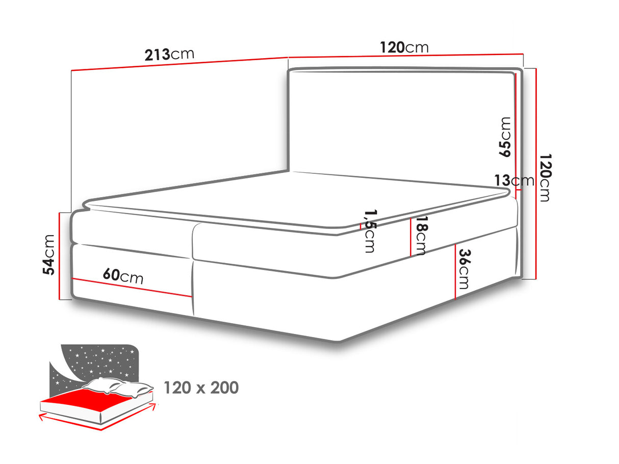 Kontinentális ágy BASIC, Szín: Muna 02, Alvó felület mérete: 120 x 200 cm 5035906