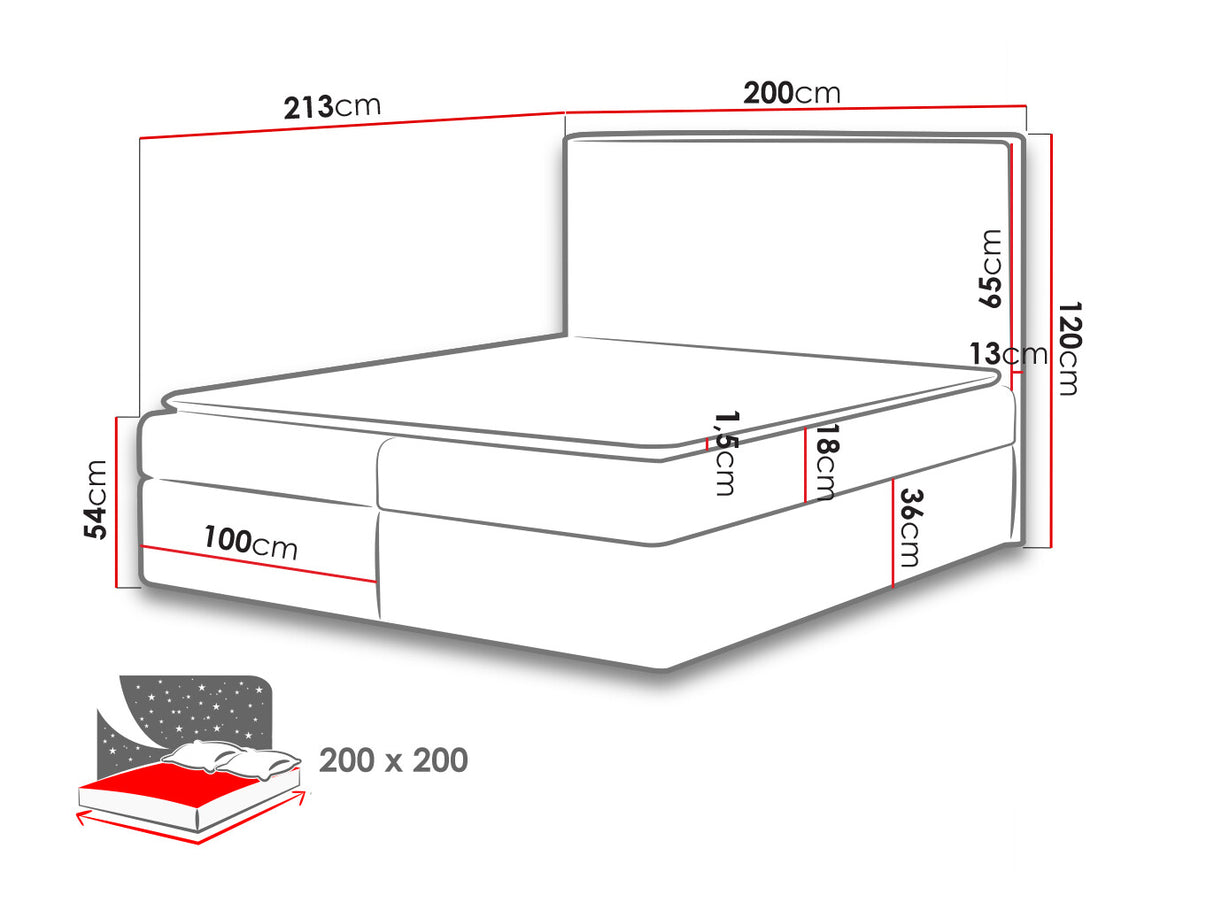 Kontinentális ágy BASIC, Szín: Muna 05, Alvó felület mérete: 200 x 200 cm 5035915