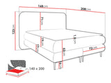 Kontinentális ágy Łoże AMARETTO + topper M, Szín: Nazar 225.02, Alvó felület mérete: 140 x 200 cm 5064648