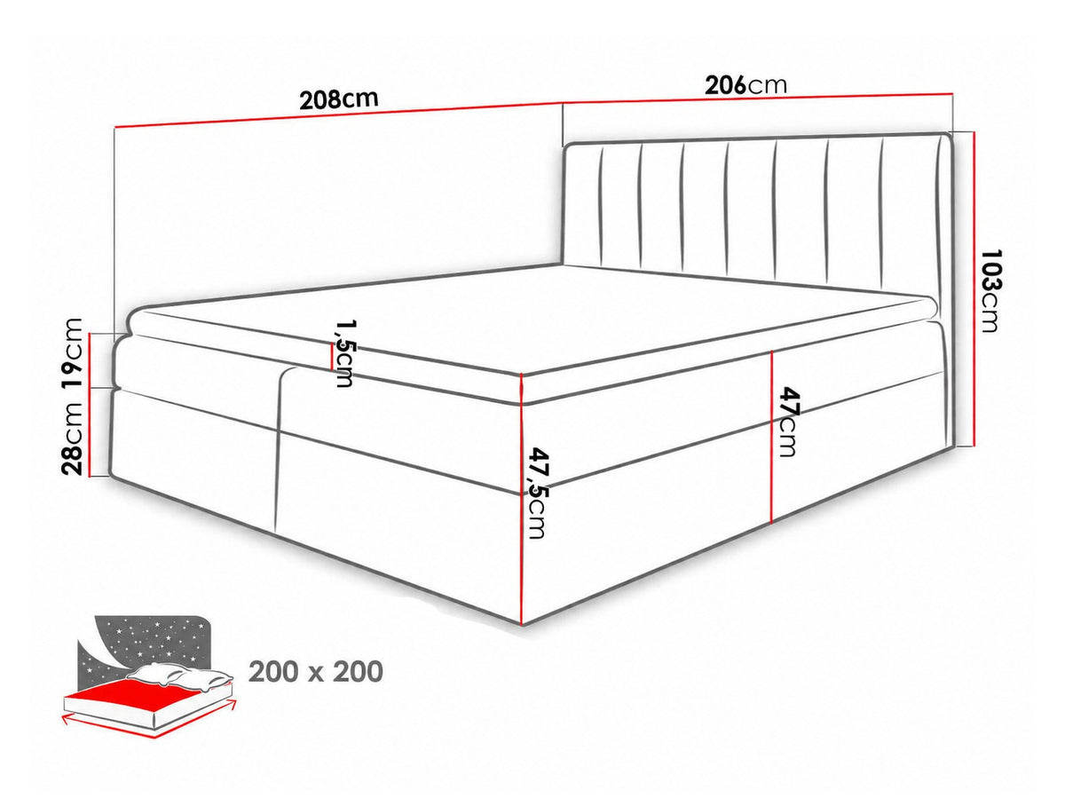 Kontinentális ágy Vigo (Figo), Szín: Soft 011 + Ikar 01, Alvó felület mérete: 200 x 200 cm 5077103