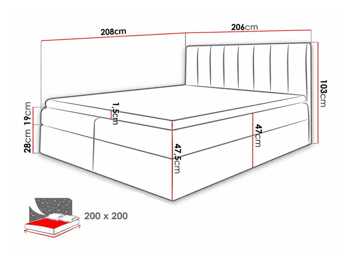 Kontinentális ágy Vigo (Figo), Szín: Soft 017 + Spirit 13, Alvó felület mérete: 200 x 200 cm 5077105