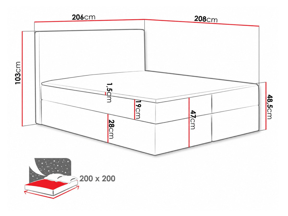 Kontinentális ágy Cosmo (Malwa), Szín: Velluto 16, Alvó felület mérete: 200 x 200 cm 5080106