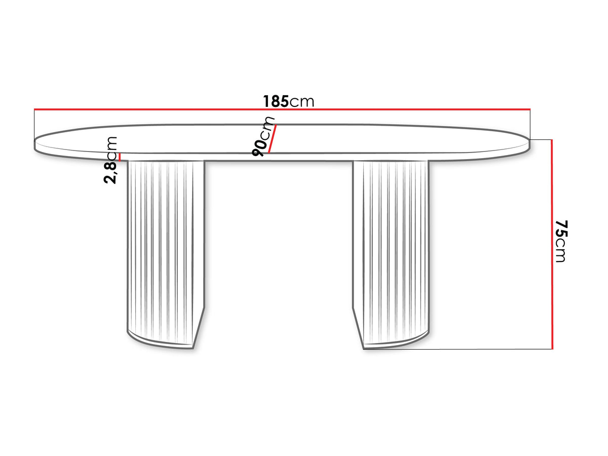 Asztal WOTKON, Szín: Fekete márvány + Fekete