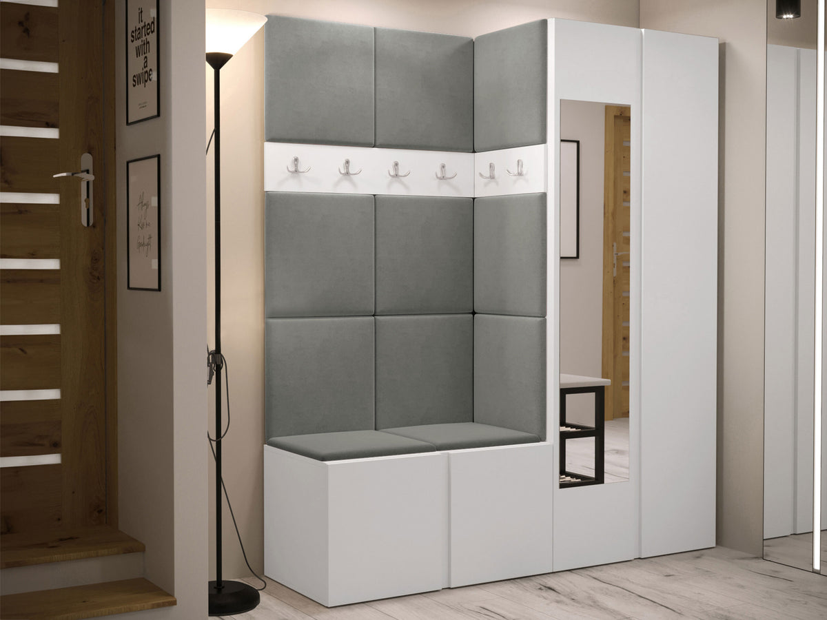 Előszoba garnitúra ORION XII (Tavasz XII), Keret színe: Fehér, Puha falpanel színe: Polo 894 5124481