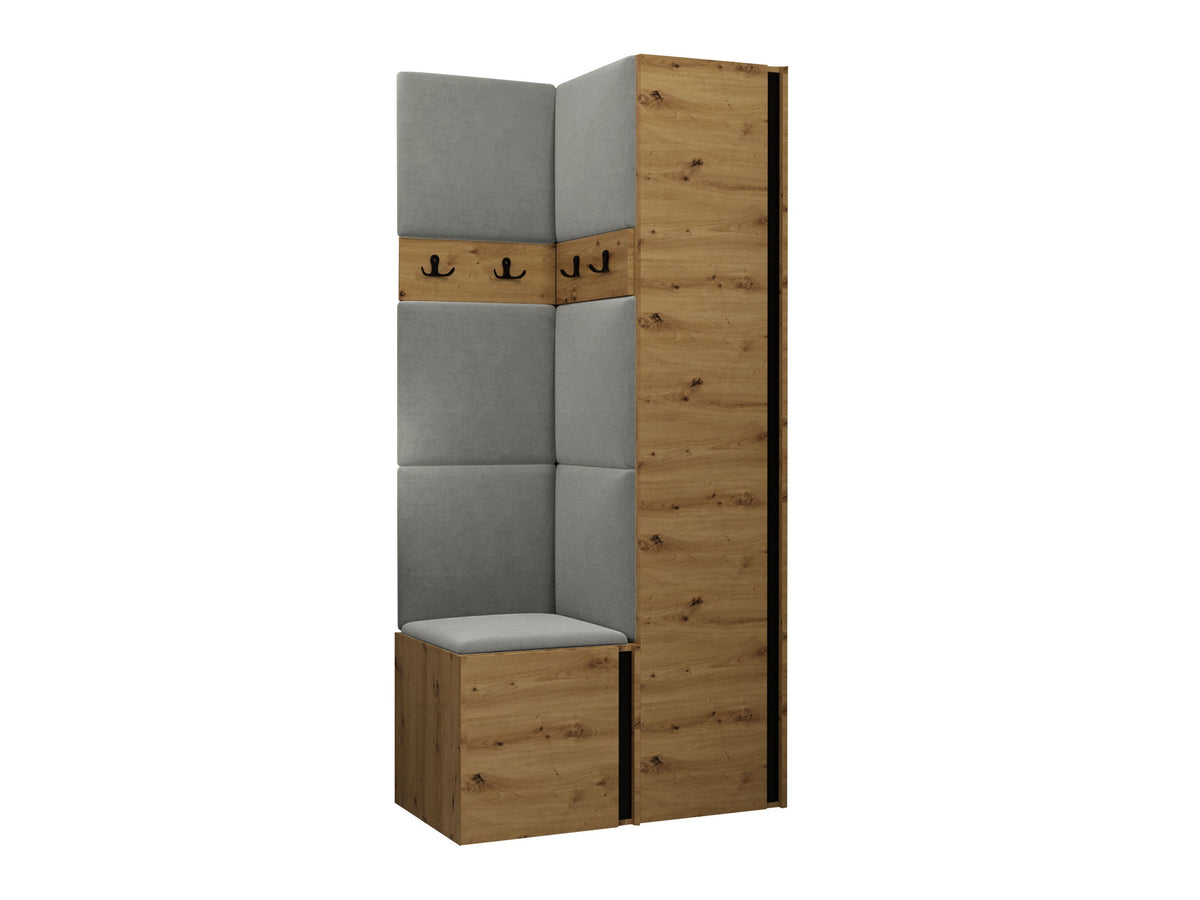 Előszoba garnitúra ORION XXIV (Tavasz XXIV), Keret színe: Artisan tölgy + Fekete, Puha falpanel színe: Polo 894 5124543
