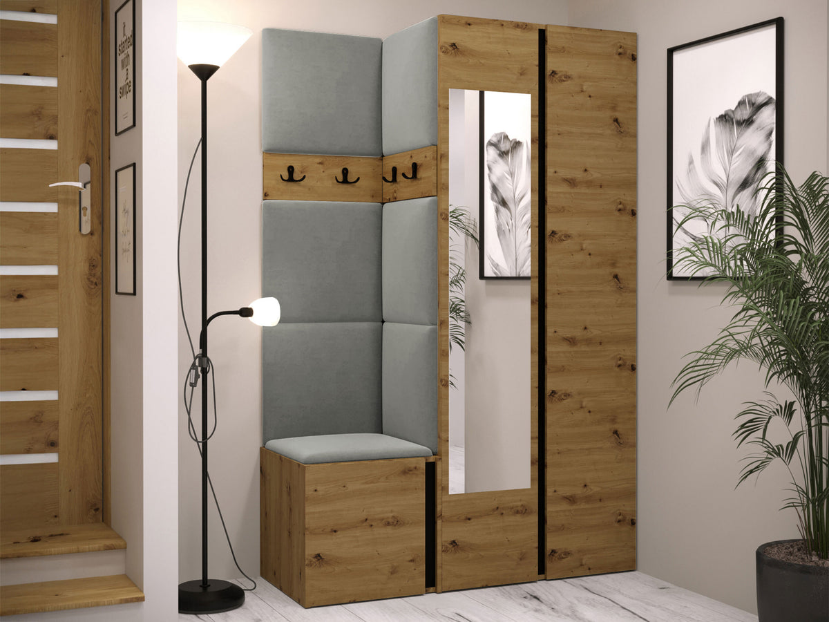 Előszoba garnitúra ORION XXVI (Tavasz XXVI), Keret színe: Artisan tölgy + Fekete, Puha falpanel színe: Polo 894 5124569