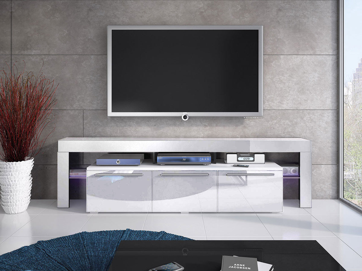 TV-állvány Beta 150 plus (Quatro 150 Plus), Szín: Fehér + Fényes fehér
