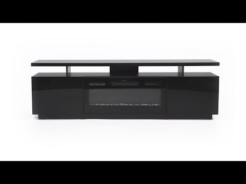 TV-állvány EVA II (Aniceto), Szín: Grafit + Fényes grafit, Led világítás: Nem, A kandalló színe: Fehér /-YOrZIYoLzw