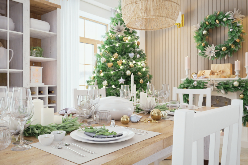 Étkező és konyha karácsonyi hangulatban